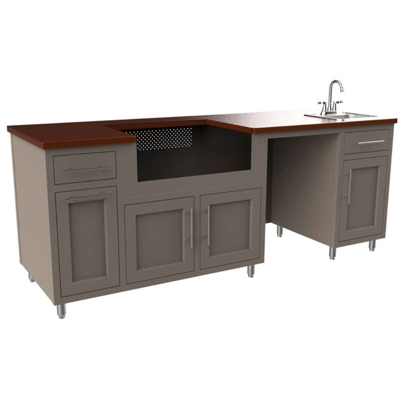 Challenger Designs Coastal 93.125 WGRS Powder Coated Aluminium Kitchen Island for 32 Inch Gas Napoleon Grill with Refrigerator Opening