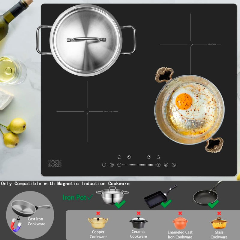 Cook Good Black Built-in 24-Inches Induction Cooktop