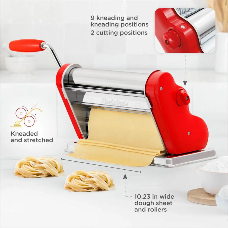 Pastalinda Classic 260 Pasta Maker Machine with  Hand Crank and Two Clamps (Refurbished)