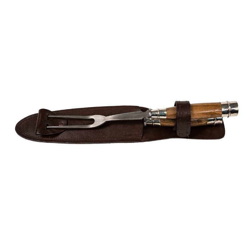 El Cedro BBQ 7.8" Knife & Fork Nickel Silver Wood Set