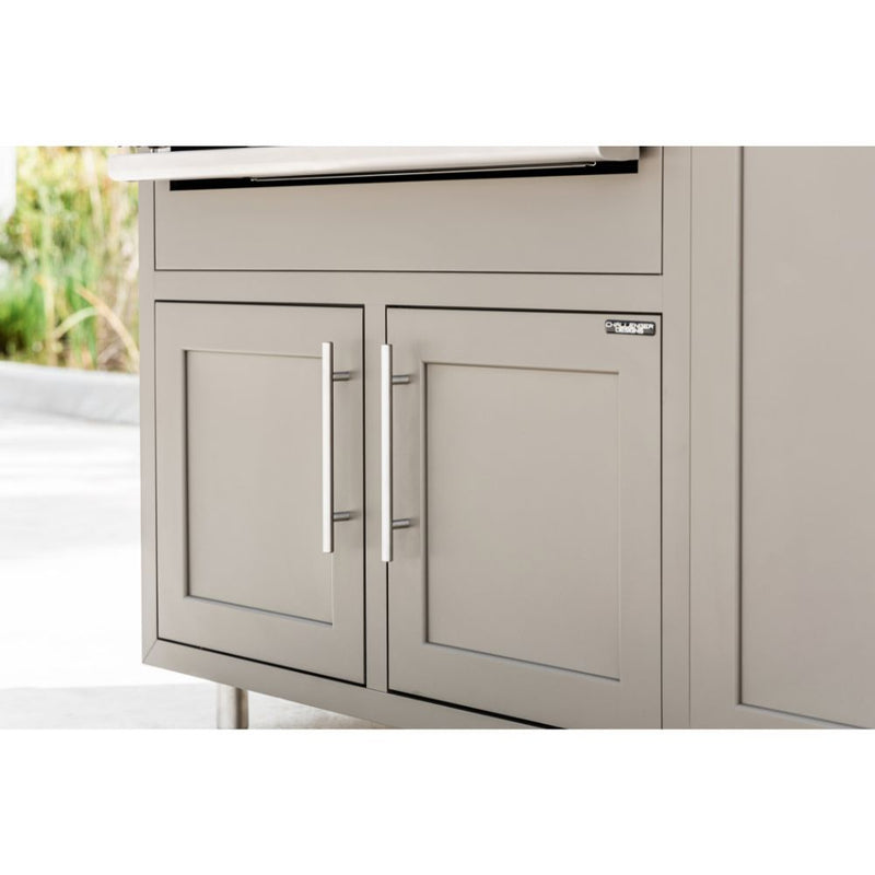 Challenger Designs Coastal Series KDG Outdoor Island with Delta Heat 32" Gas Grill & Large Egg, Grey Glimmer Cabinet Color