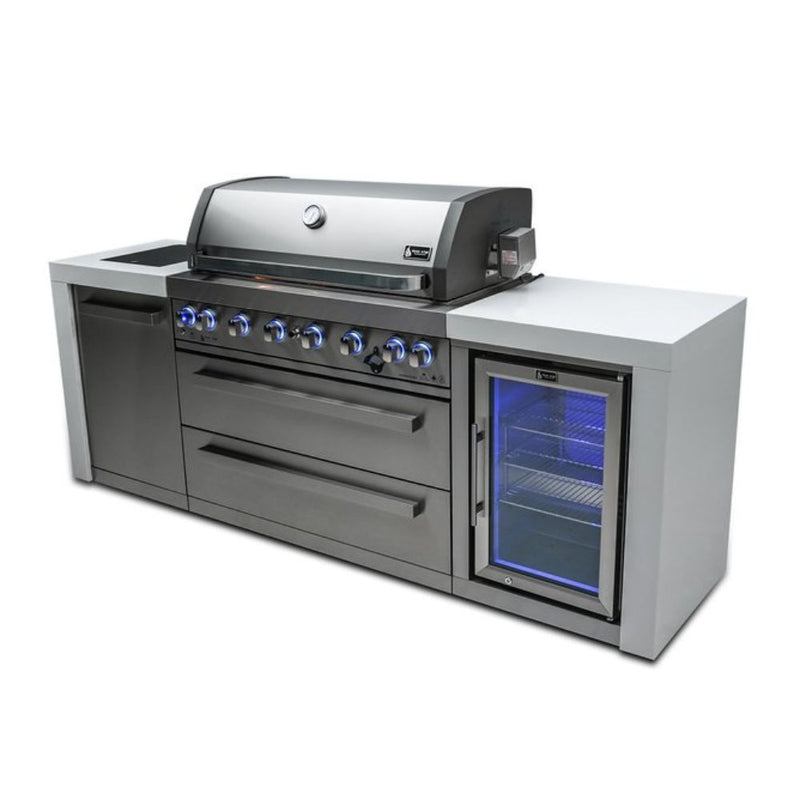 Mont Alpi MAi805-DFC 6-Burner Deluxe Island with Fridge Cabinet