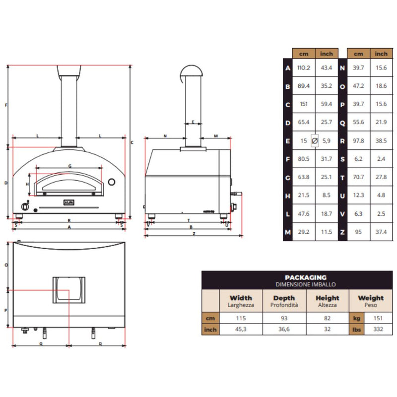 Alfa Futuro 4 Pizze Gas-Fired Pizza Oven - Natural Gas Silver Black (B-Stock) | GW STORE