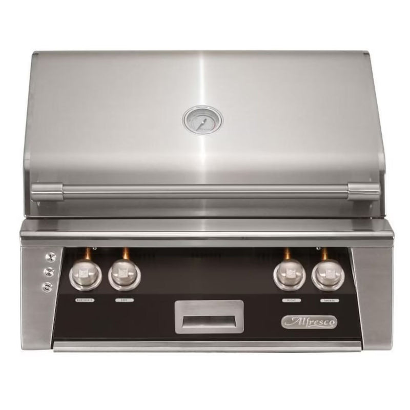 Alfresco 30-Inch Built-in Stainless Steel Gas Grill w/ Rotisserie & Sear Zone in Matte Jet Black | GW STORE