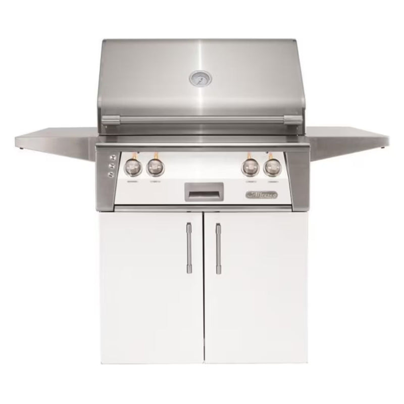 Alfresco 30-Inch Stainless Steel Freestanding Gas Grill w/ Rotisserie in Matte Signal White | GW STORE
