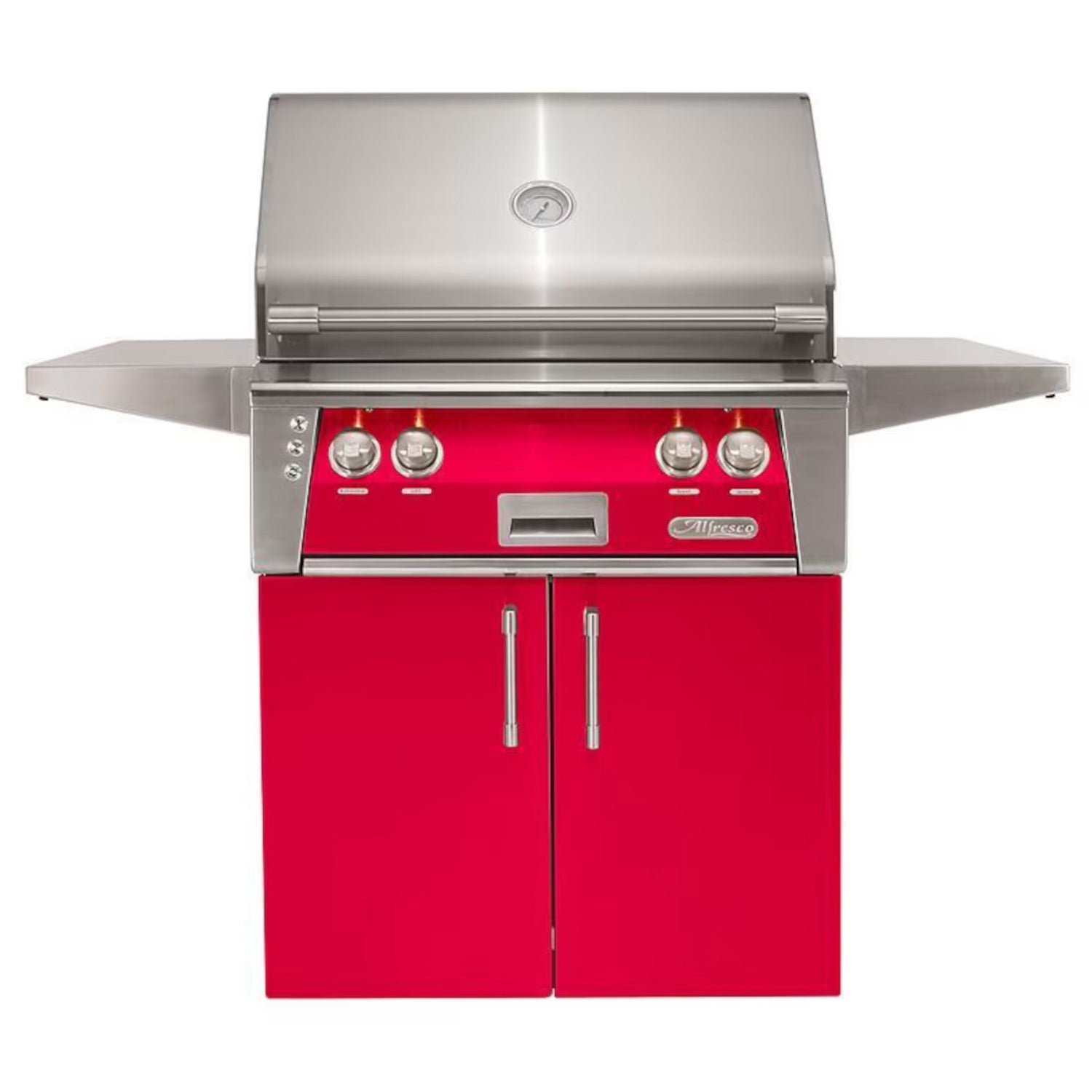 Alfresco 30-Inch Stainless Steel Freestanding Gas Grill w/ Rotisserie in Raspberry Red | GW STORE