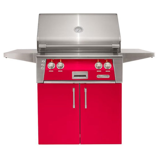 Alfresco 30-Inch Stainless Steel Freestanding Gas Grill w/ Rotisserie in Raspberry Red | GW STORE