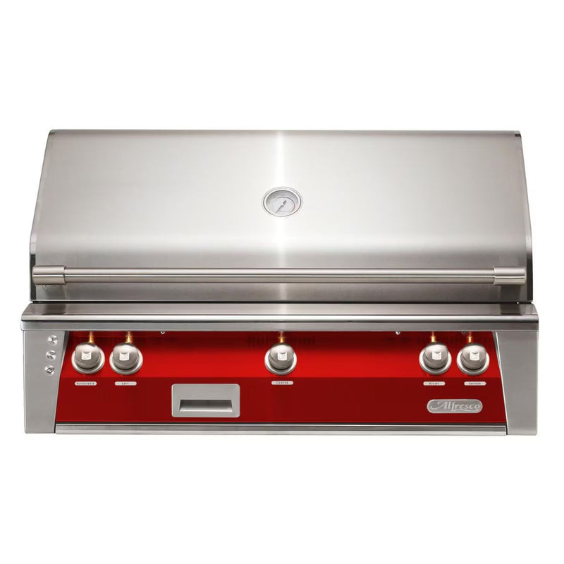Alfresco 42-Inch Built-in Stainless Steel Gas Grill w/ Rotisserie & Sear Zone in Carmine Red | GW STORE