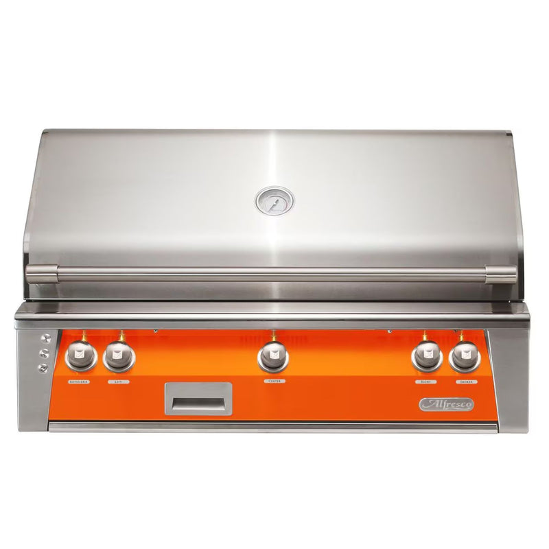Alfresco 42-Inch Built-in Stainless Steel Gas Grill w/ Rotisserie & Sear Zone in Luminous Orange | GW STORE