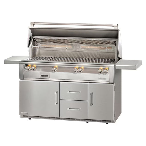 Alfresco 56-Inch Stainless Steel Freestanding Gas Grill w/ Refrigerated Cart, Rotisserie & Sear Zone | GW STORE