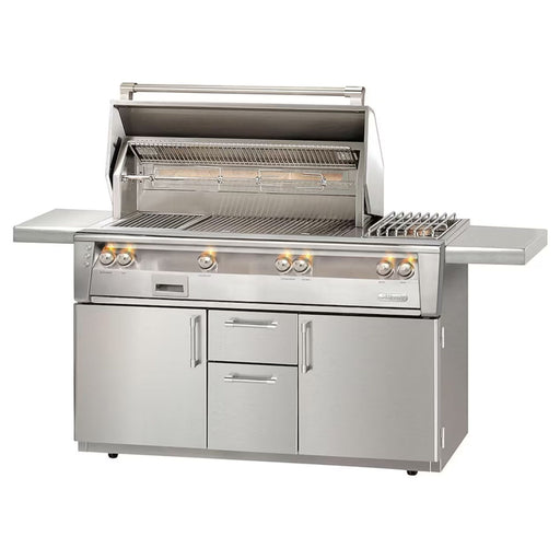 Alfresco Deluxe 56-Inch Stainless Steel Freestanding Gas Grill w/ Rotisserie, Side Burner & Sear Zone | GW STORE