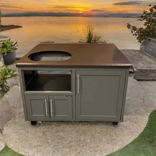 Challenger Designs Torch 48-Inch Cart for Large EGG w/ Copper Vein Countertop & Cappuccino Shaker Cabinet | GW STORE