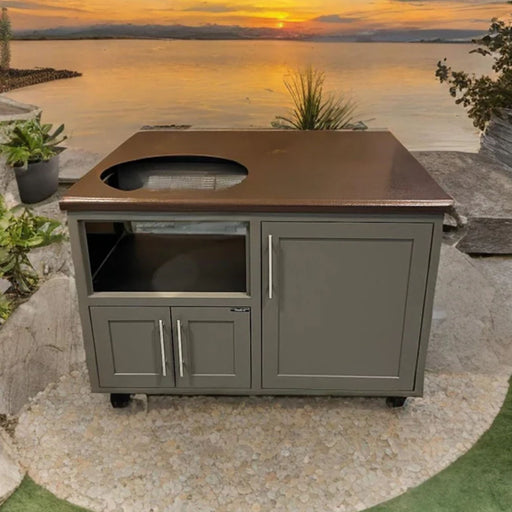 Challenger Designs Torch 54-Inch Cart for XLarge EGG w/ Copper Vein Countertop & Cappuccino Shaker Cabinet | GW STORE