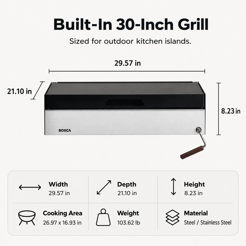 Bosca Block 750 - 30 Inch Built In Wood Fired Grill | GW STORE