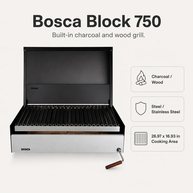 Bosca Block 750 - 30 Inch Built In Wood Fired Grill | GW STORE