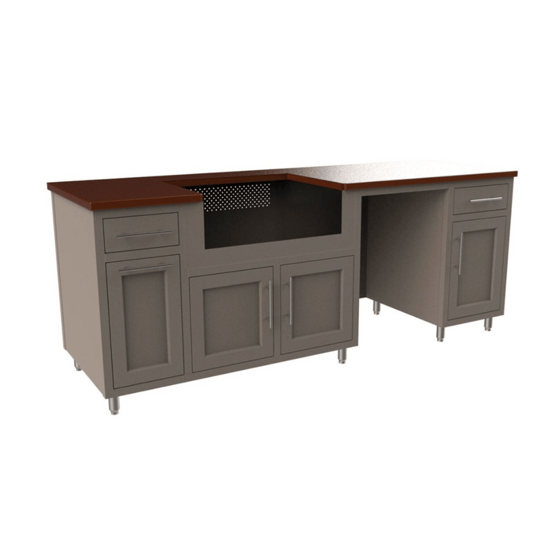 Challenger Designs Coastal 90.125 WGRDD Powder Coated Aluminium Kitchen Island for 32 Inch Gas Grill with Refrigerator Opening