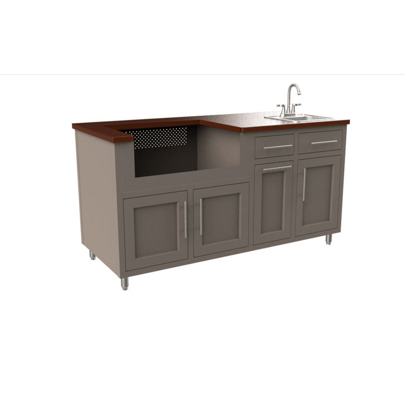 Challenger Designs Coastal 67.25 GWS Powder Coated Aluminum Kitchen Island for 32 Inch Gas Grill with Sink Base
