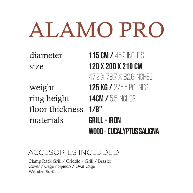 Fogues TX Alamo Pro 120 Open Fire Argentine Wood and Charcoal Grill