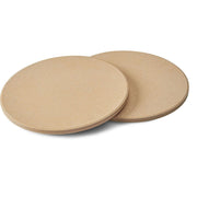 Two round cardboard coasters on a white background