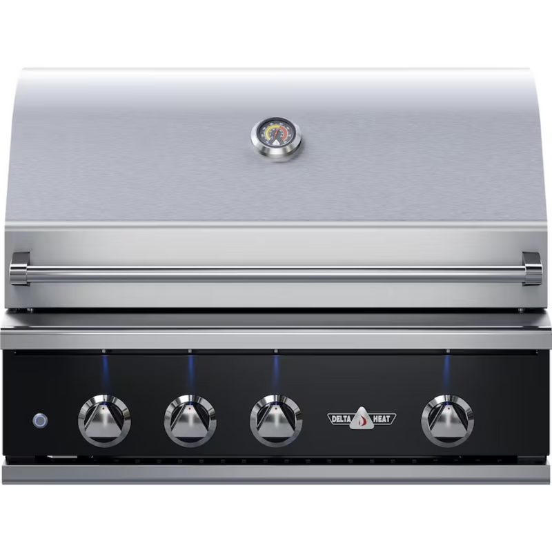 Delta Heat 32-Inch 3-Burner Built-In Gas Grill With Infrared Rotisserie & Black Control Panel