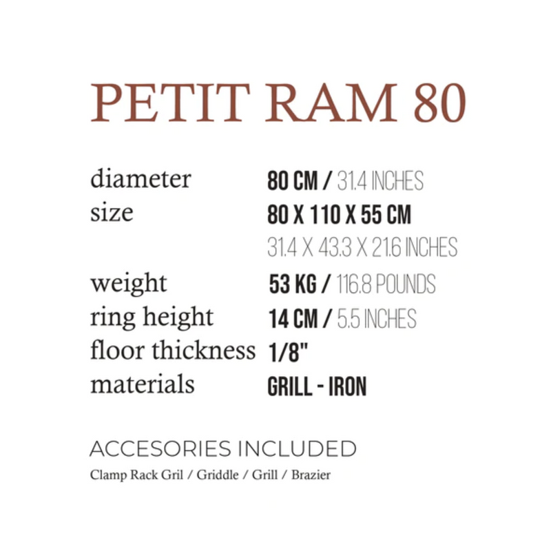 Fogues TX Petit Ram 80 Open Fire Argentine Wood and Charcoal Grill | GW STORE