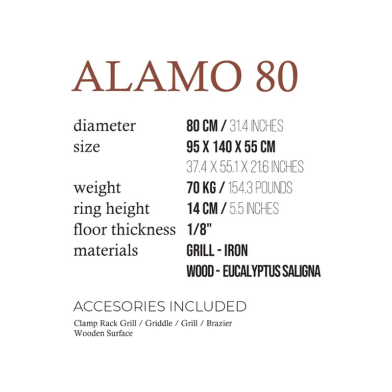 Fogues TX Alamo 80 Open Fire Argentine Wood and Charcoal Grill