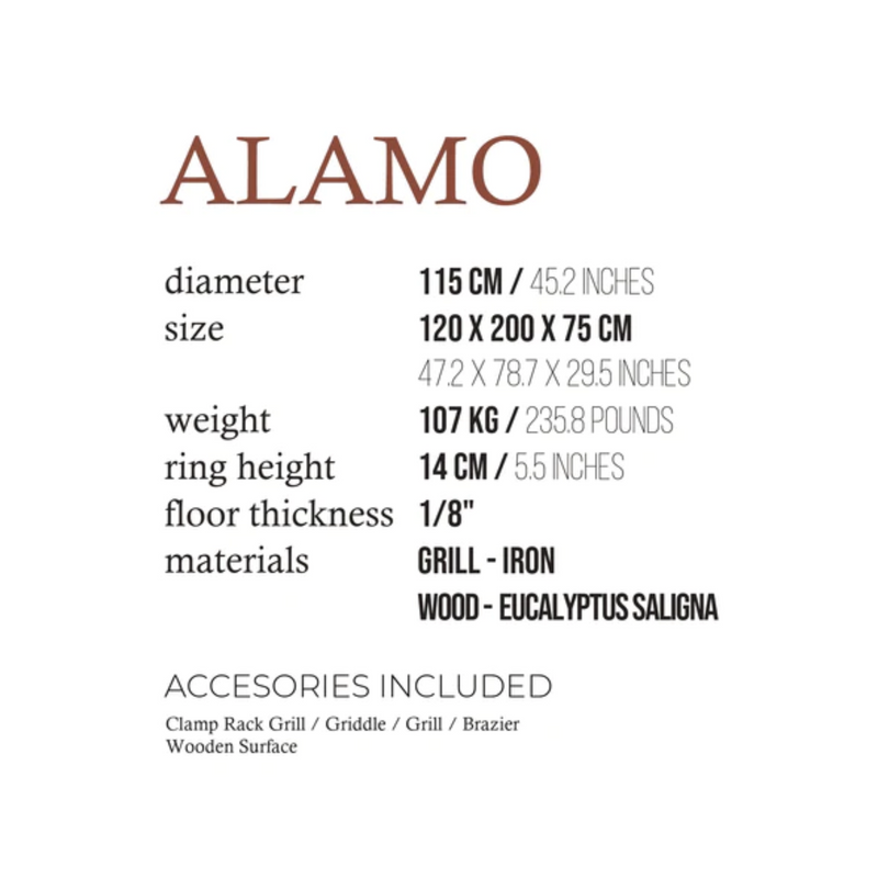 Fogues TX Alamo 120 Open Fire Argentine Wood and Charcoal Grill