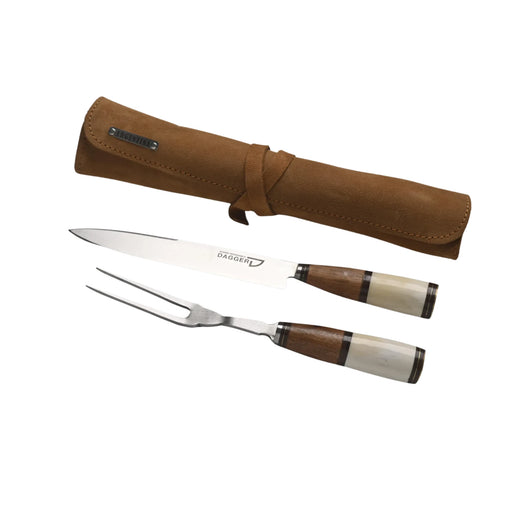 Filos y Más Stainless Steel Knife & Fork Set with Wooden and Bone Handle, 7.9 Inch Blade | GW STORE