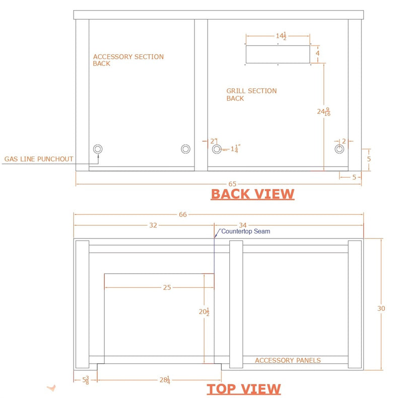 Haven Outdoor 66-Inch Outdoor Kitchen Island with 2 Drawer Cabinet Space