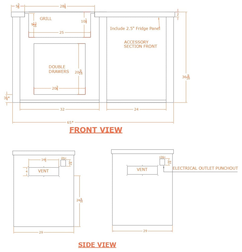 Haven Outdoor 66-Inch Outdoor Kitchen Island with Plain Panel