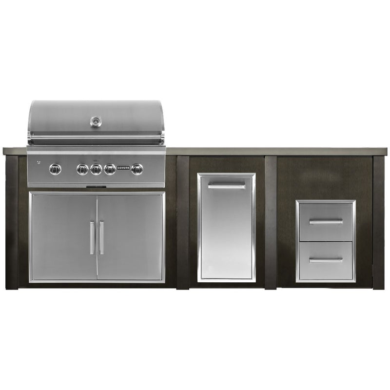 Haven Outdoor 96-Inch Outdoor Kitchen Island with Trash Center & 2 Drawer Cabinet space