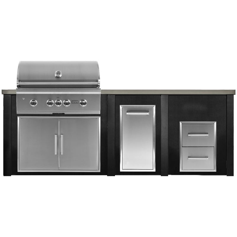 Haven Outdoor 96-Inch Outdoor Kitchen Island with Trash Center & 2 Drawer Cabinet space