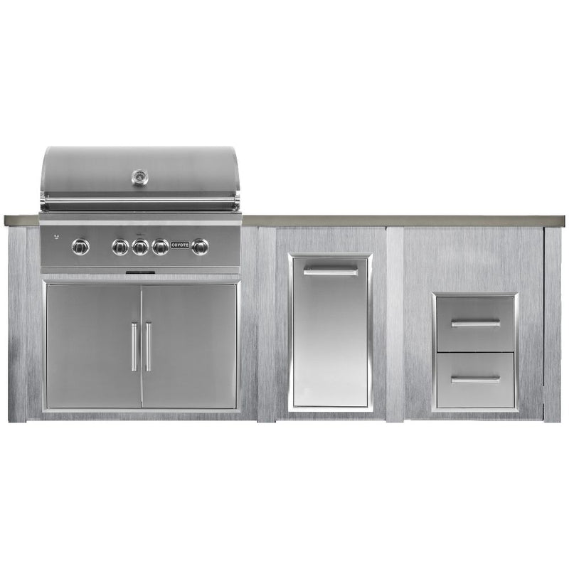 Haven Outdoor 96-Inch Outdoor Kitchen Island with Trash Center & 2 Drawer Cabinet space