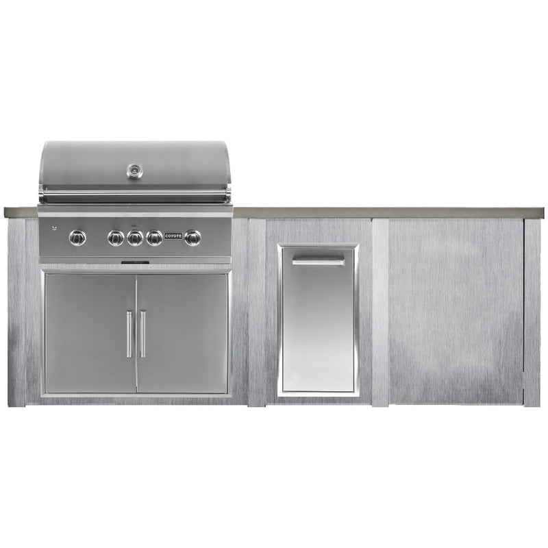 Haven Outdoor 96-Inch Outdoor Kitchen Island with Trash Center & Plain Panel space
