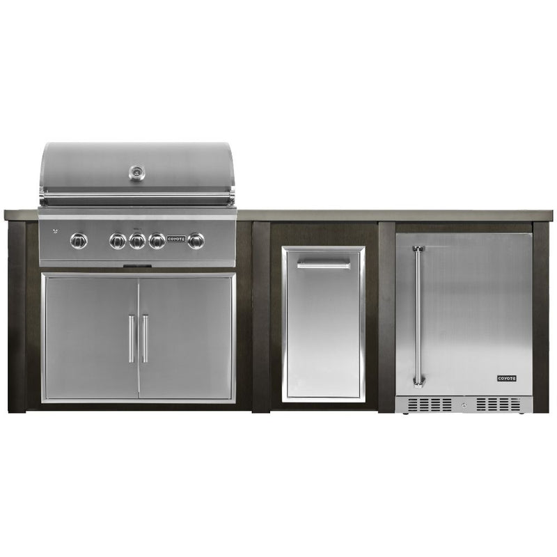 Haven Outdoor 96-Inch Outdoor Kitchen Island with Trash Center & 24-Inch Refrigerator space