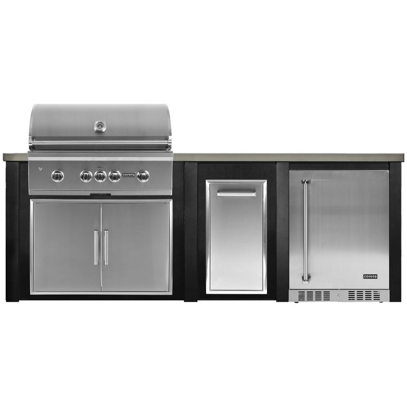 Haven Outdoor 96-Inch Outdoor Kitchen Island with Trash Center & 24-Inch Refrigerator space