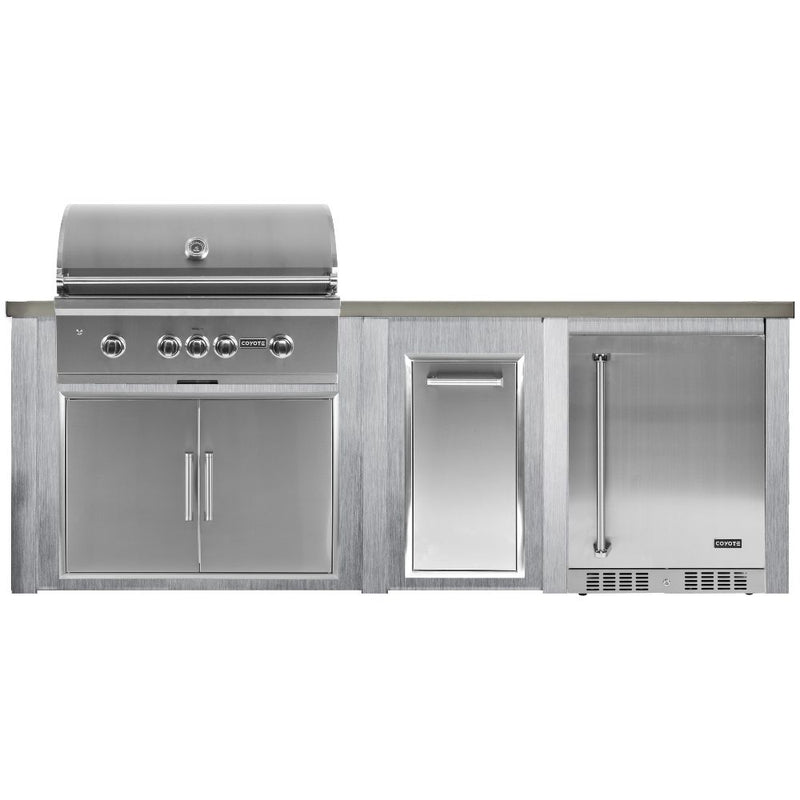 Haven Outdoor 96-Inch Outdoor Kitchen Island with Trash Center & 24-Inch Refrigerator space