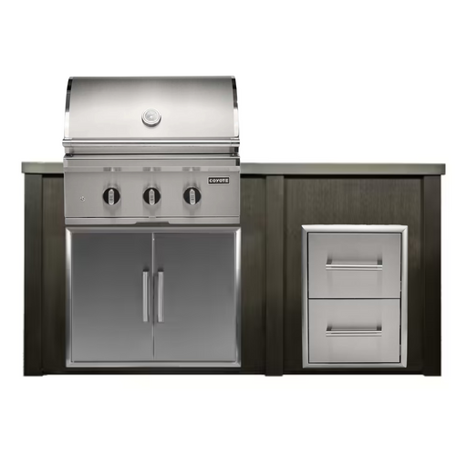 Haven Outdoor 72-Inch Outdoor Kitchen Island w/ Coyote 30-Inch Grill & Double Drawer | GW STORE