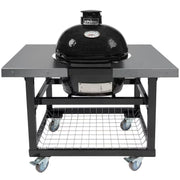 Primo Oval Junior 200 Ceramic Kamado Grill On Steel Cart w/ Side Tables & Stainless Steel Grates | GW STORE