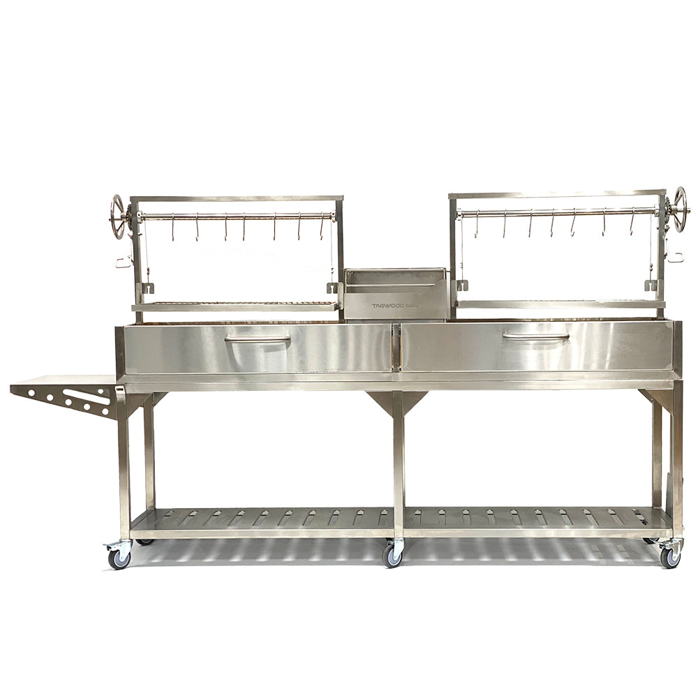 Tagwood BBQ04SS BBQ Double Argentine Santa Maria Freestanding Charcoal Grill
