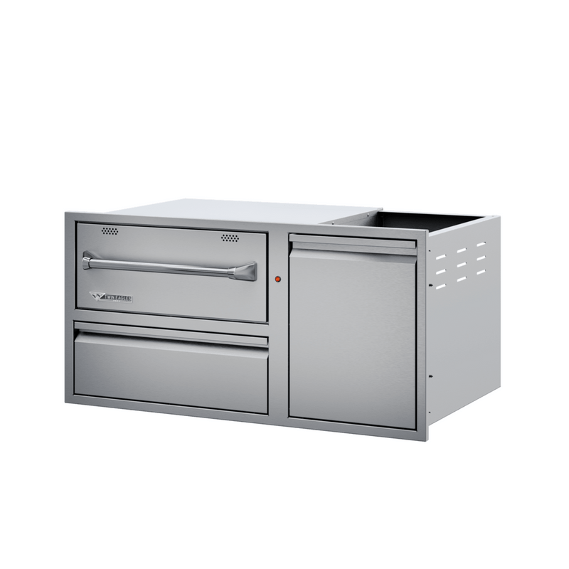 Twin Eagles 42-Inch Built-In 120V Electric Outdoor Warming Drawer with Utility Drawer & Roll-Out Trash/Propane Tank Bin | GW STORE