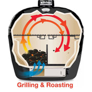 Primo Oval Junior 200 Ceramic Kamado Grill On Countertop Cypress Table w/ Stainless Steel Grates | GW STORE