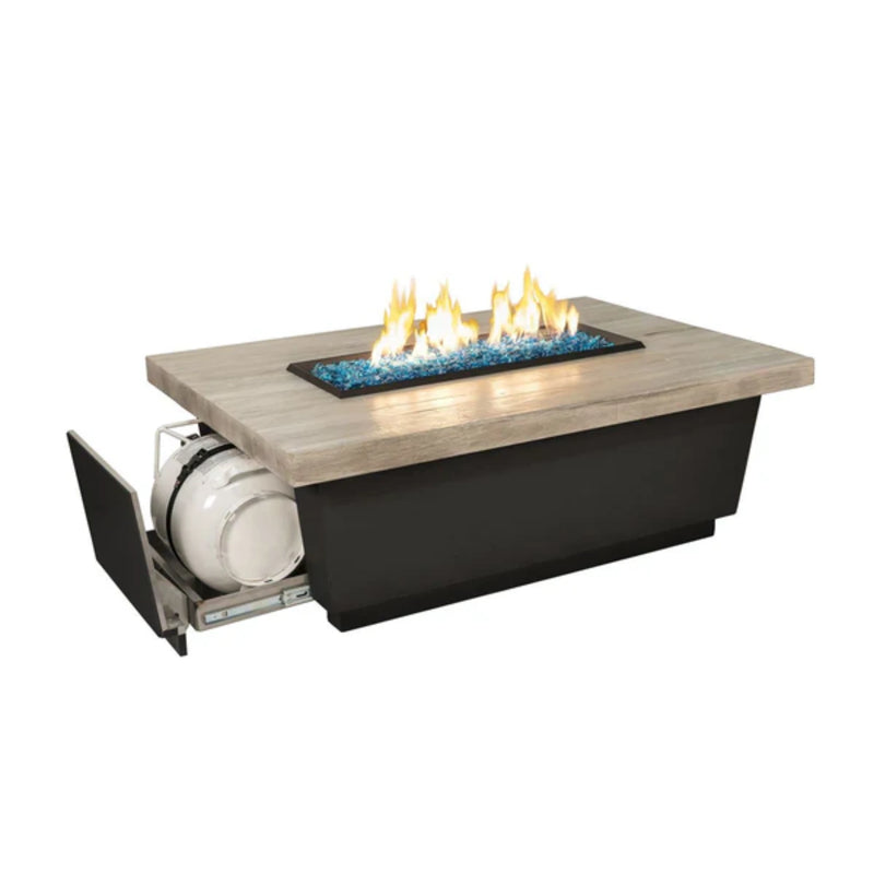 American Fyre Designs Long Contempo LP Select Reclaimed Wood Fire Table | GW STORE