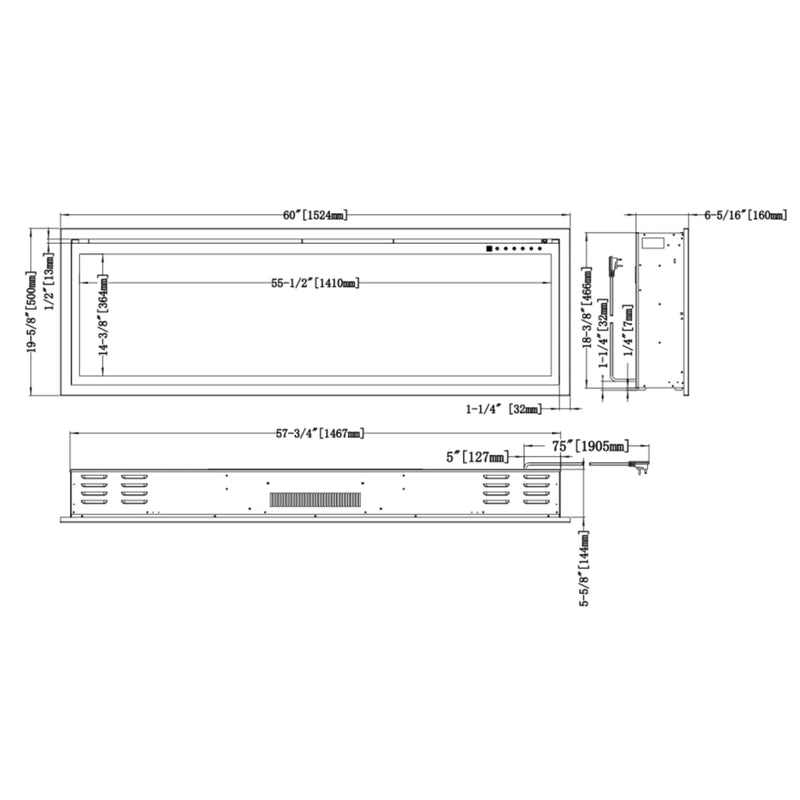 Modern Flames 60 Icnh Orion Slim HelioVision Linear Electric Fireplace | GW STORE