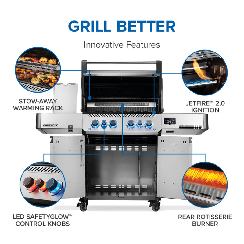 Napoleon New Prestige® 500 Connected RSIB Freestanding Gas Grill w/ Infrared Side and Rear Burner | GW STORE