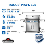 Napoleon Rogue® PRO-S 625 RSIB Gas Stainless Steel Grill with Infrared Side & Rear Burner | GW STORE