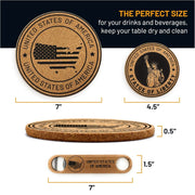 Grillnovations Cork Coasters 14 Piece Set with Ice Bucket and Bottle Opener | GW STORE