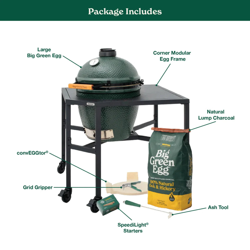 Big Green Egg Large Charcoal Grill in a Corner Modular Package | GW STORE