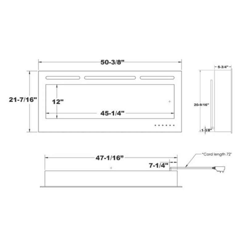 Modern Flames 50 Inch Challenger Recessed Electric Fireplace | GW STORE
