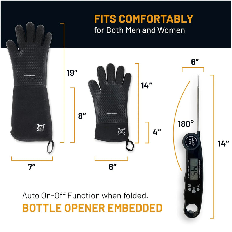 Grillnovations Digital Thermometer and Grilling Gloves Set | GW STORE